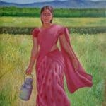 Young Girl carrying Milk