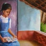 The girl studying