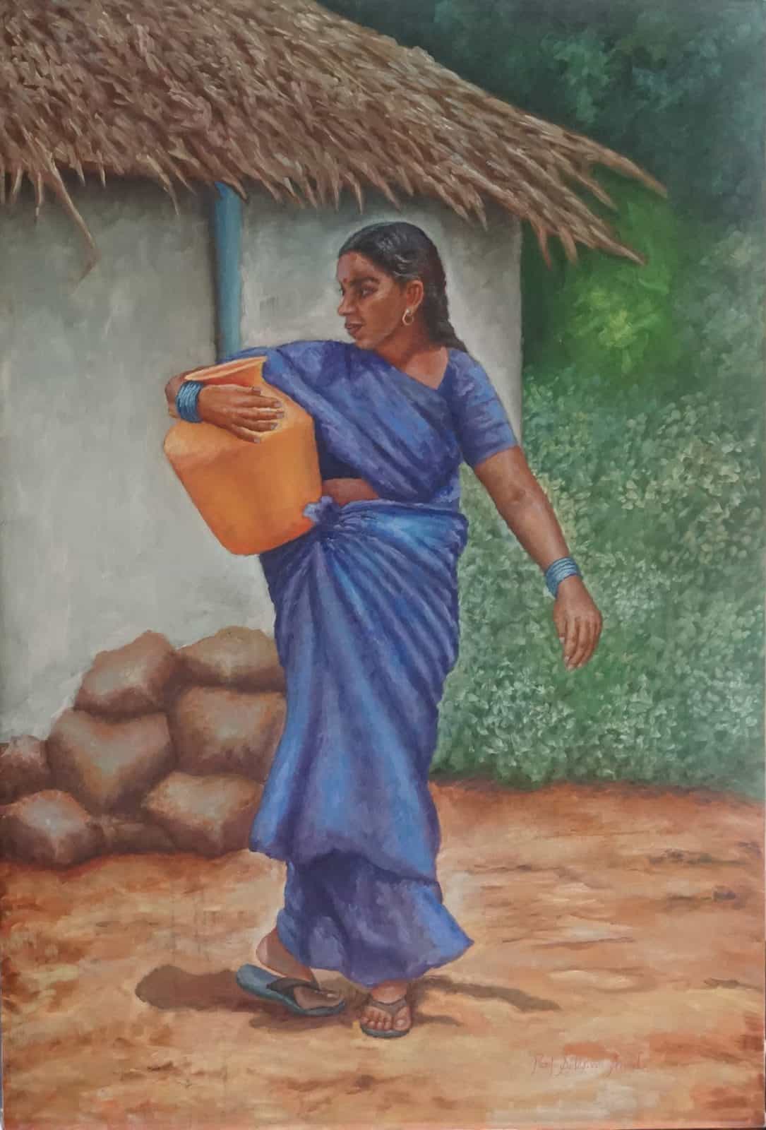 woman-fetching-water-in-kodam-ramyasadasivams-art-gallery