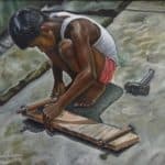 Boy making skateboard