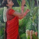 Girl checking the Crop