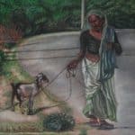 Woman Grazing her Goats