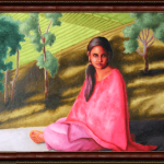 Girl sitting on the rock